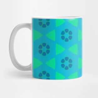 Groovy sixties geometric pattern in blue and green tones Mug